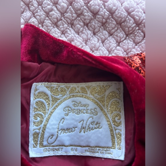 5 & 6, Disney Snow White Princess Dress Embroidered Sequin Red and Gold - Picture 6 of 17